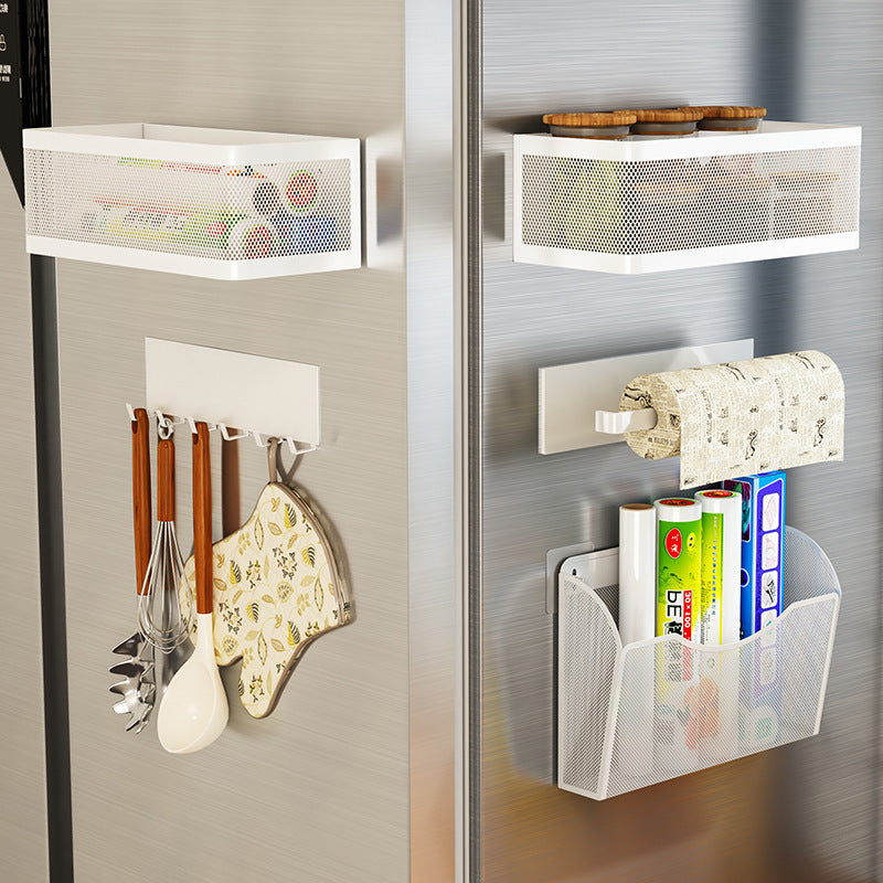 Magnetic Refrigerator Side Storage Rack Iron Space Saving Hanging Basket For Kitchen Organizer Shel