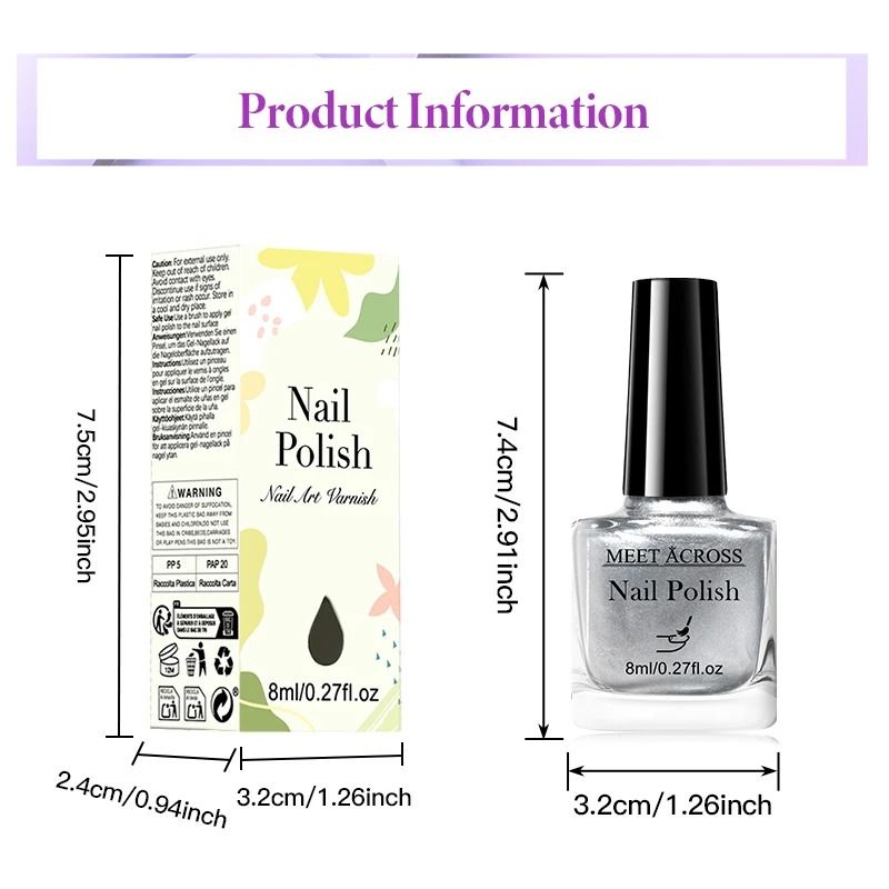 Metallic Nail Polish Mirror Effect Fast Drying 8ml 6