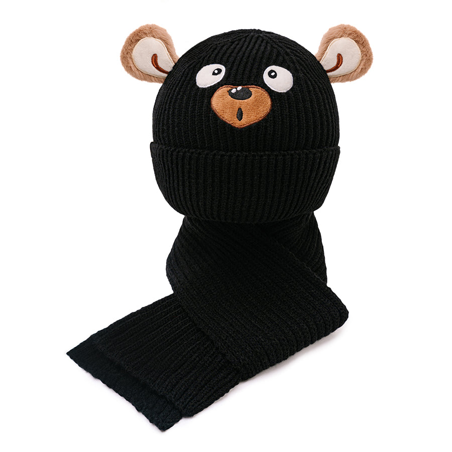 Cute And Versatile Childrens Autumn And Winter Bear Hat And Scarf Set Perfect For Boys And Girls 3