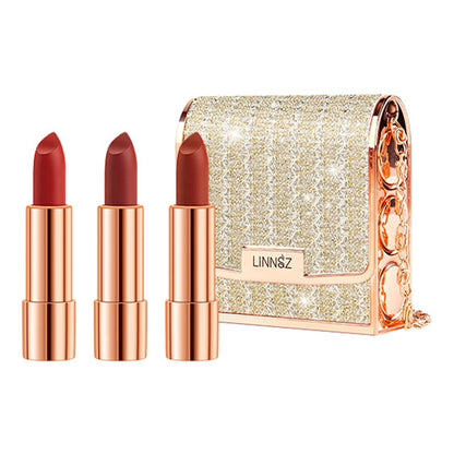 Matte Lipstick Set with Silver Chain Bag Waterproof Long Lasting