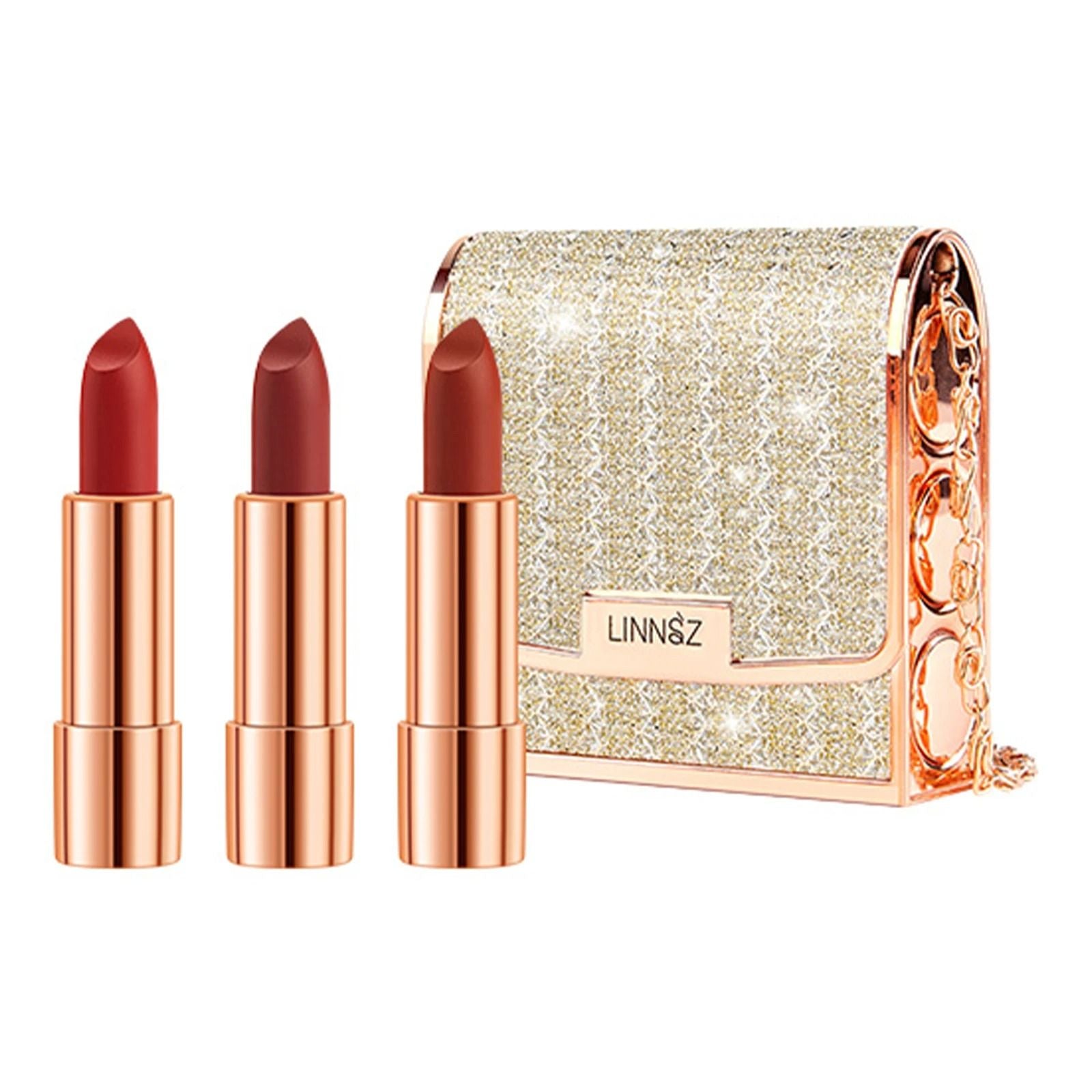 Matte Lipstick Set With Silver Chain Bag Waterproof Long Lasting 1