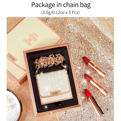 Matte Lipstick Set With Silver Chain Bag Waterproof Long Lasting 6