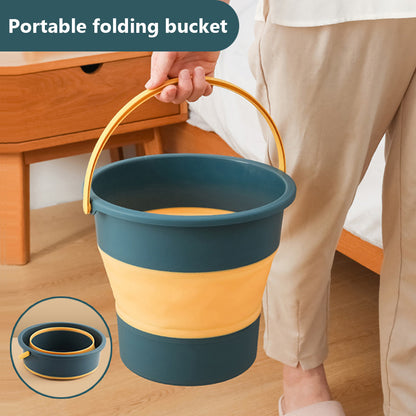 Folding Portable Silicone Bucket With Cover Car Wash Fishing Tool Outdoor Camping Household Supplie 1