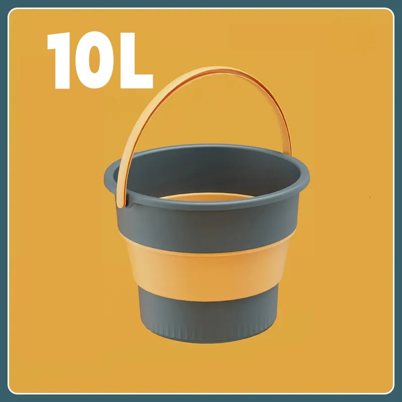 Folding Portable Silicone Bucket With Cover Car Wash Fishing Tool Outdoor Camping Household Supplie 6