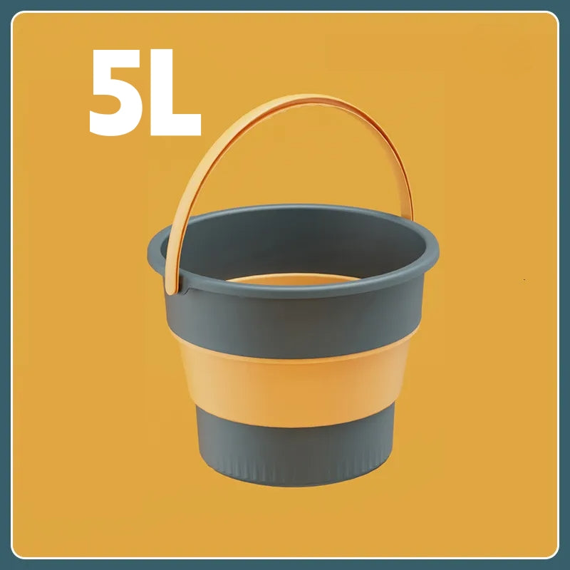 Folding Portable Silicone Bucket With Cover Car Wash Fishing Tool Outdoor Camping Household Supplie 5