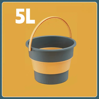 Folding Portable Silicone Bucket With Cover Car Wash Fishing Tool Outdoor Camping Household Supplie 5