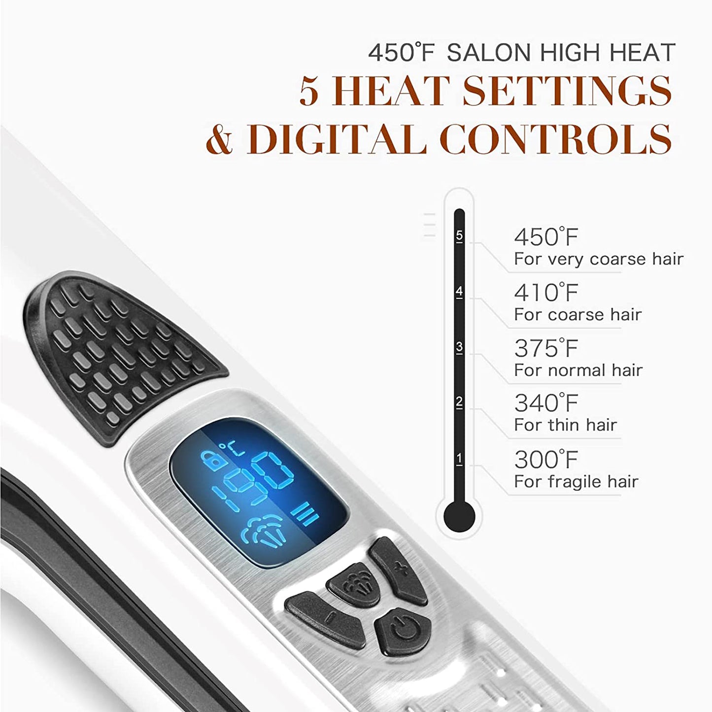 Steam Flat Iron Straightening Brush Professional Hair Straightener Ceramic Tourmaline Vapor Electri 3