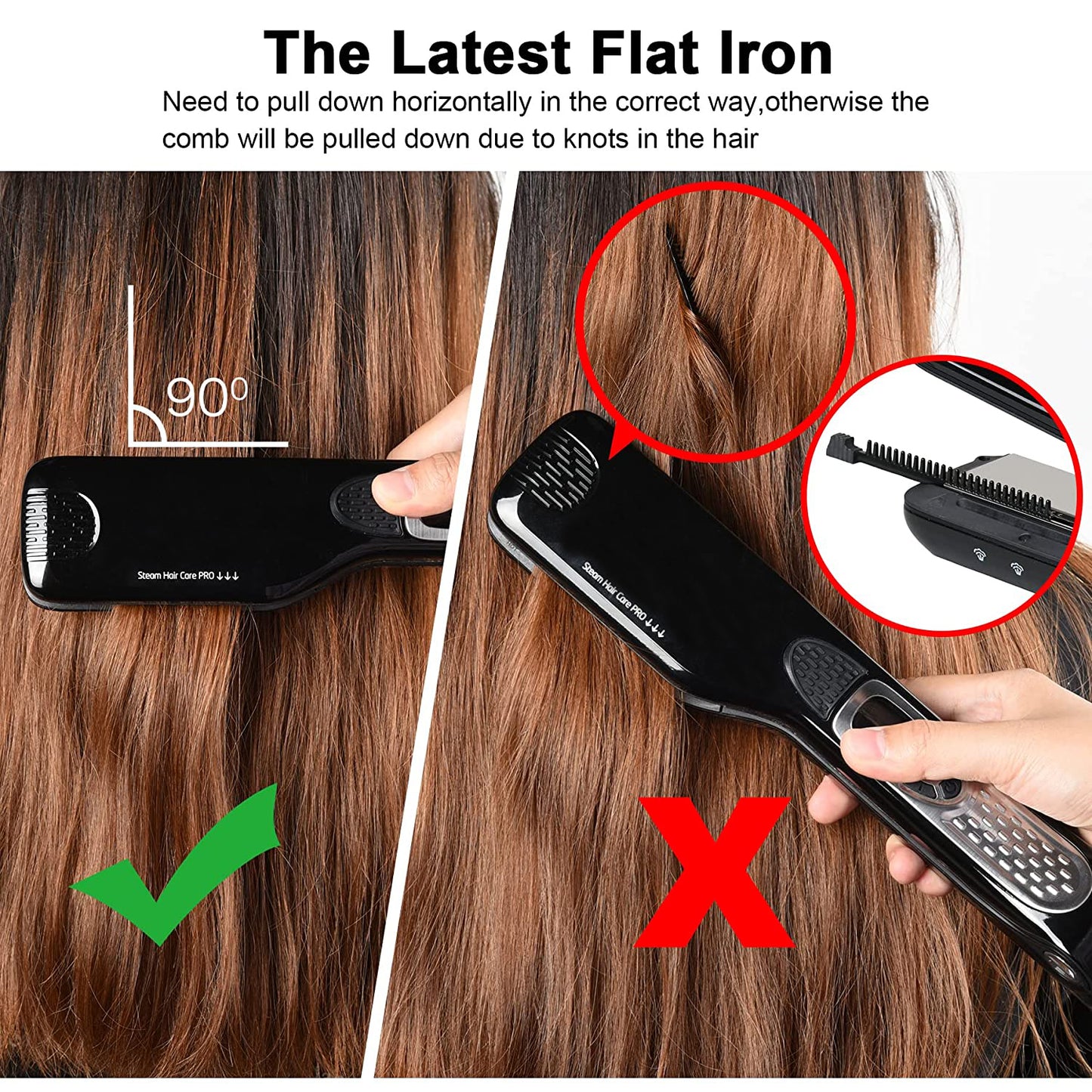 Steam Flat Iron Straightening Brush Professional Hair Straightener Ceramic Tourmaline Vapor Electri 7