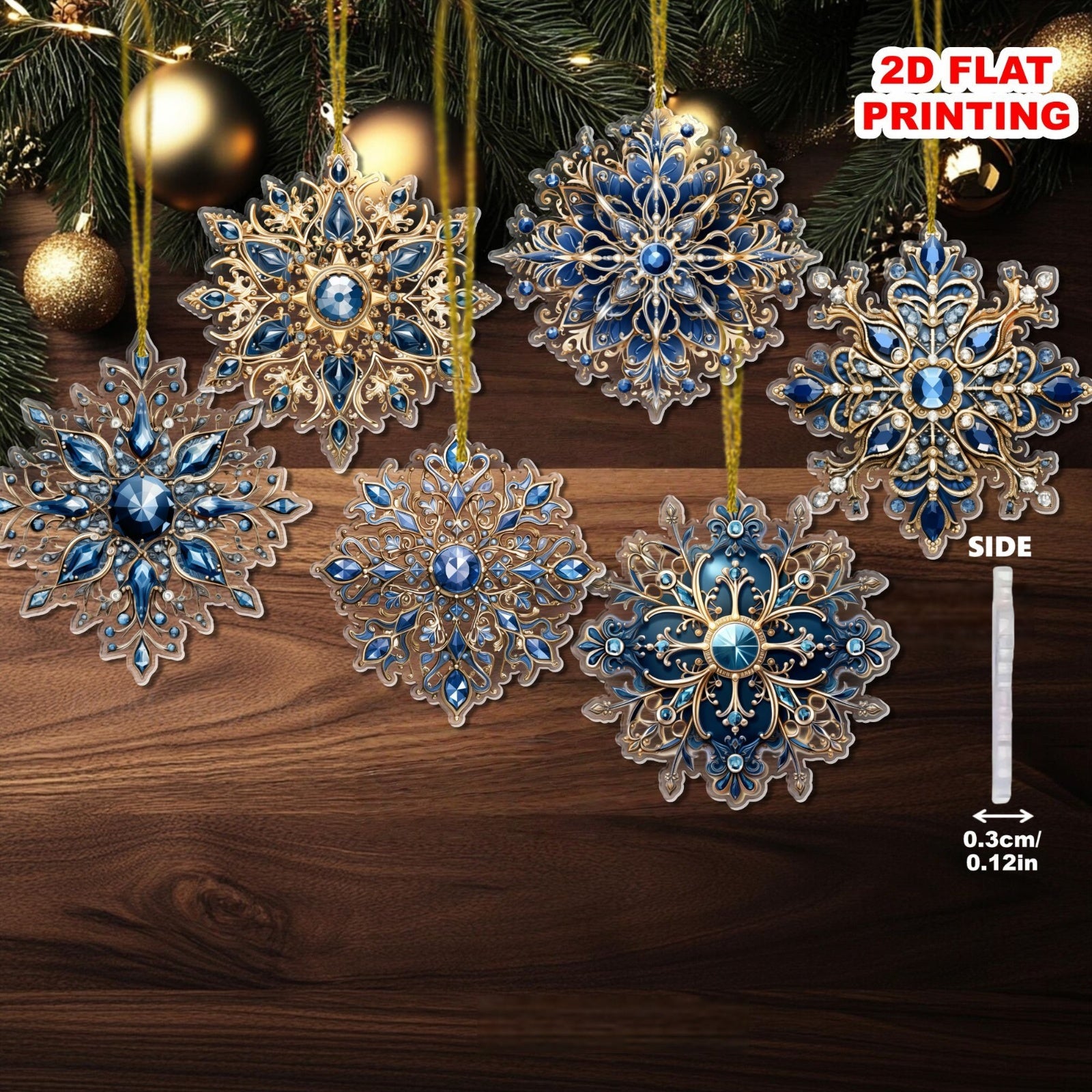 Xmas Tree Hanging Pendant, Acrylic Snowflakes Ornament, DIY Snowflakes Flake Decoration for Christmas and New Year Decor