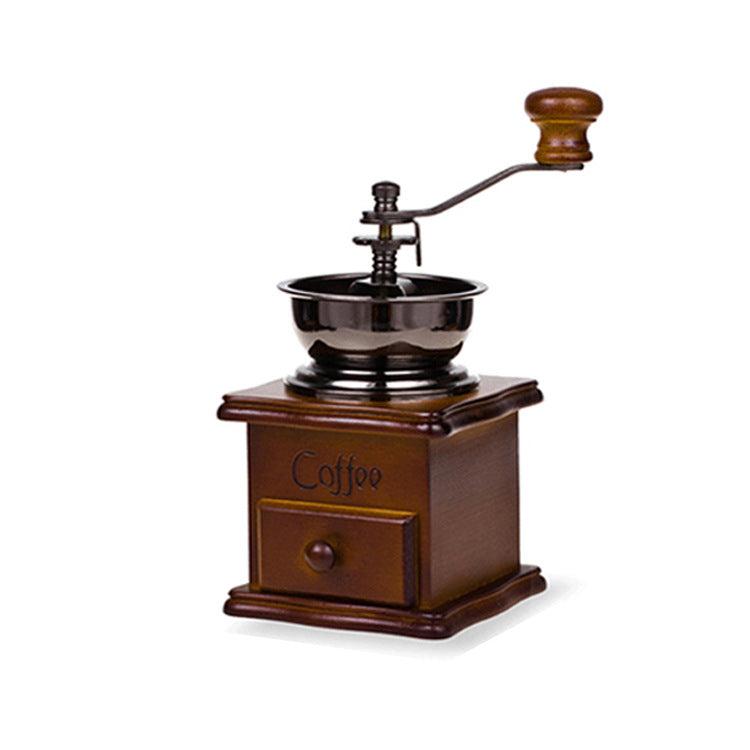 Burr Hand Crank Coffee Grinder, Vintage Wooden Coffee Grinder, Manual Coffee Mill for Fresh Ground Coffee