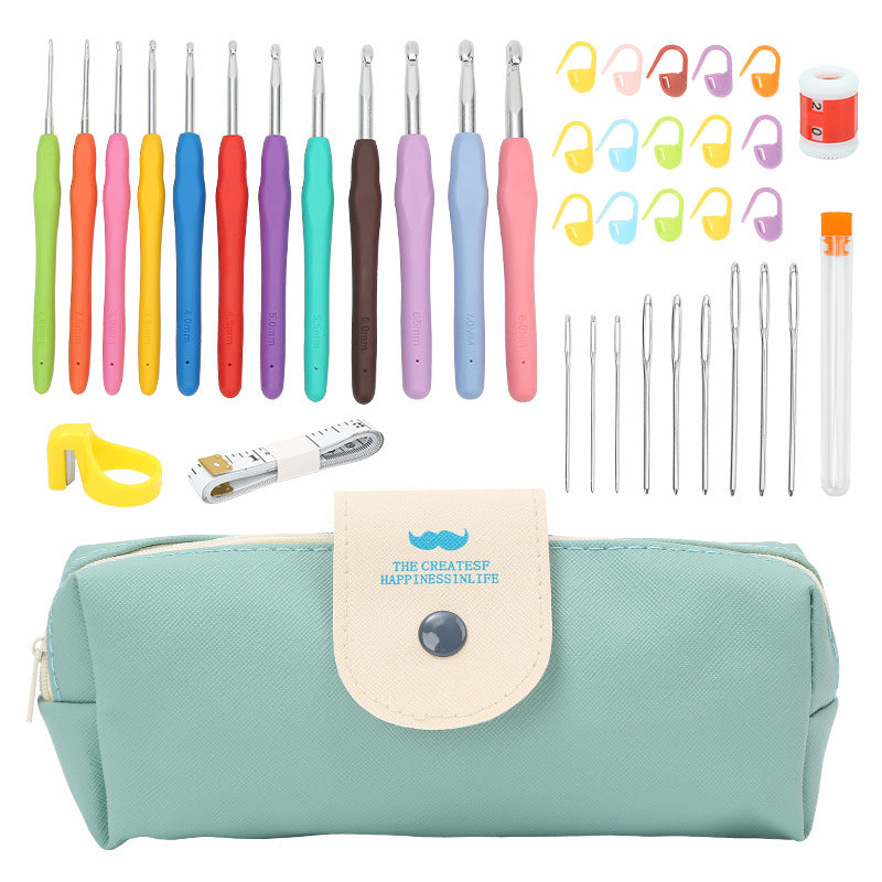 Extra Long Crochet Needles Kit, Ergonomic Crochet Hook Set, Comfortable Knitting Crochet Tricot Accessories for Beginner