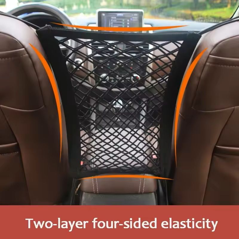 Car Seat-Gap Elastic Mesh Storage Net Universal Gap Organizer & Pet Barrier for Cars