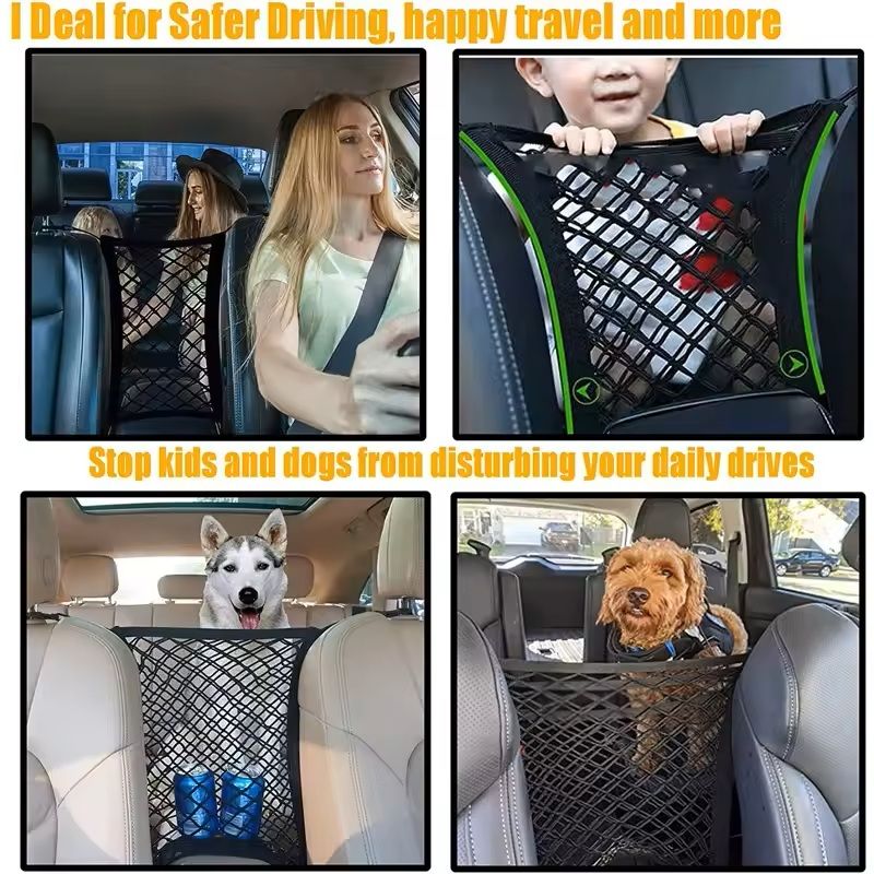 Car SeatGap Elastic Mesh Storage Net Universal Gap Organizer  Pet Barrier For Cars 4