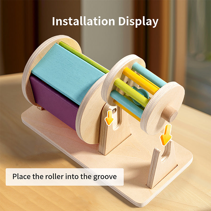 Infant Early Education Montessori Wooden Spinning Drum For Toddlers Developmental Christmas Gift 2