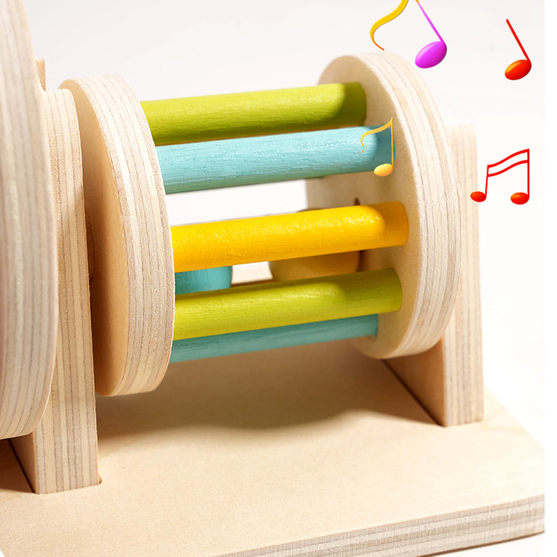 Infant Early Education Montessori Wooden Spinning Drum For Toddlers Developmental Christmas Gift 4