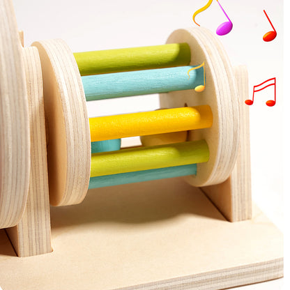 Infant Early Education Montessori Wooden Spinning Drum For Toddlers Developmental Christmas Gift 4