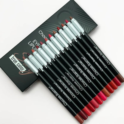Matte Lipstick and Lip Liner Set 12 Color Long Lasting Velvet Finish