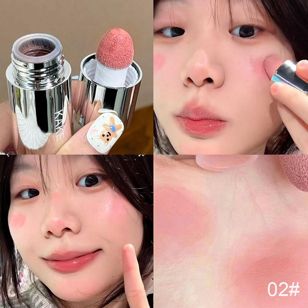Sponge Head Blusher, Velvet Liquid Blush Matte, Natural Lasting Tint Makeup