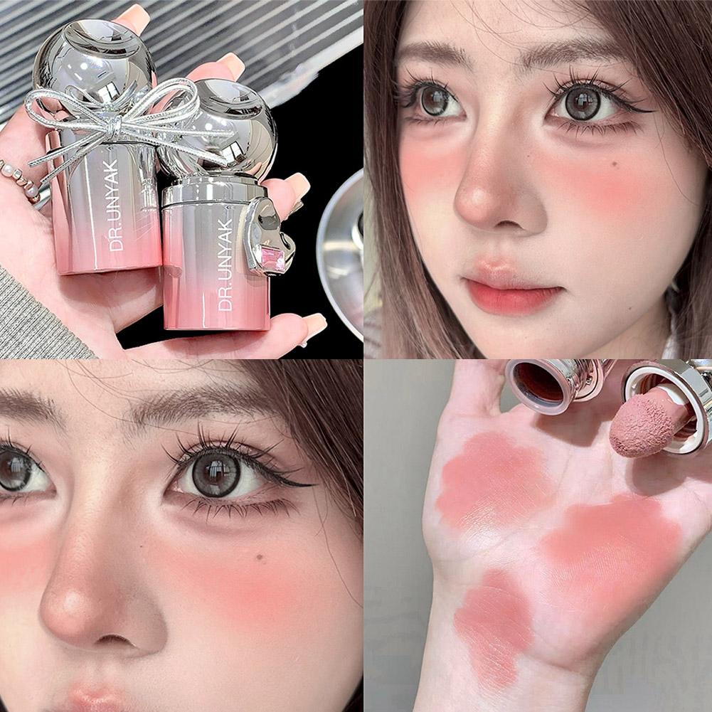 Sponge Head Blusher, Velvet Liquid Blush Matte, Natural Lasting Tint Makeup