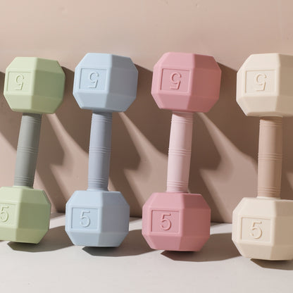 Dumbbell Rattle Toy, Silicone Baby Teething Toy, Cognitive Sensory Music Bell Crib Baby Gift