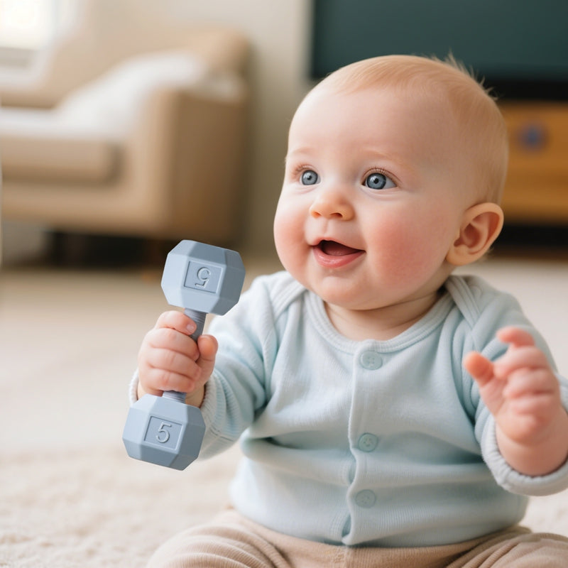 Dumbbell Rattle Toy Silicone Baby Teething Toy Cognitive Sensory Music Bell Crib Baby Gift 5
