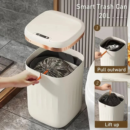 Large-Capacity 20L Waterproof Trash Can Smart Sensor Black Bathroom Bin