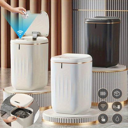 LargeCapacity 20L Waterproof Trash Can Smart Sensor Black Bathroom Bin 1