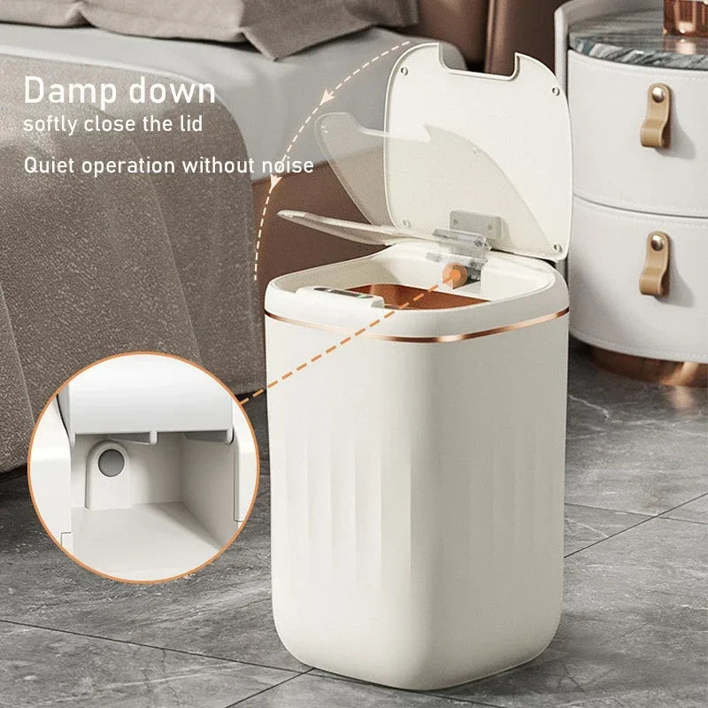 LargeCapacity 20L Waterproof Trash Can Smart Sensor Black Bathroom Bin 2