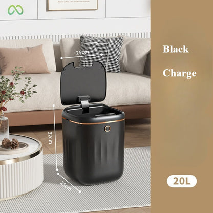 LargeCapacity 20L Waterproof Trash Can Smart Sensor Black Bathroom Bin 7