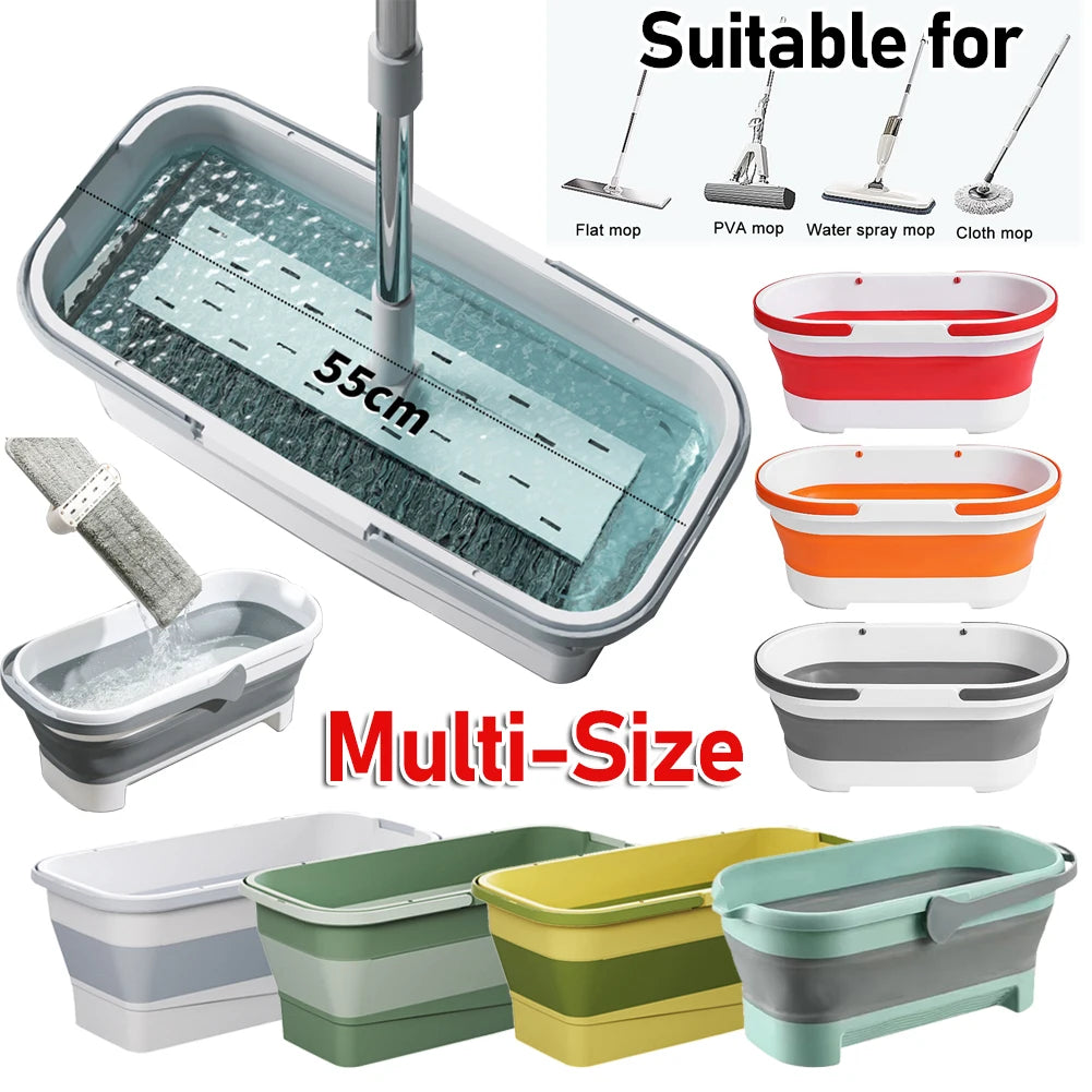 Foldable Mop Bucket Large Rectangular Laundry Barrel SpaceSaving Reusable Household Cleaning Basin 0