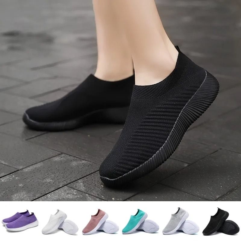 Womens Slip On Vulcanized Sneakers Comfortable Casual Walking Flats
