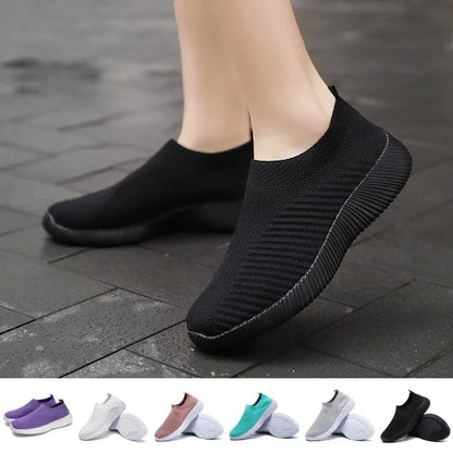 Womens Slip On Vulcanized Sneakers Comfortable Casual Walking Flats