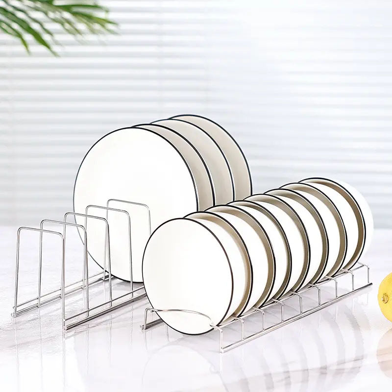 Stainless Steel Dish Rack Kitchen Bowl Organizer, Pot Lid Holder, Cutlery and Household Dish Storage Rack