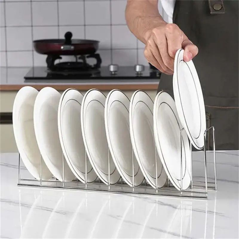 Stainless Steel Dish Rack Kitchen Bowl Organizer Pot Lid Holder Cutlery And Household Dish Storage  4