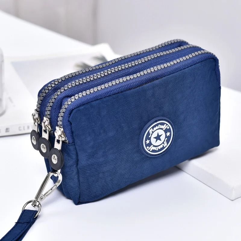 Three Layer Long Zipper Wristlet Bag Washable Fabric Purse For Women 8