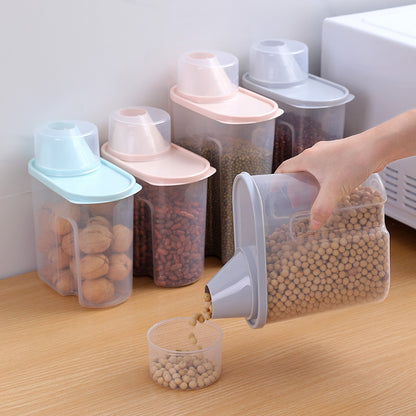 Pet Grain Storage Box, Measuring Cup, Household Kitchen Food Storage Box