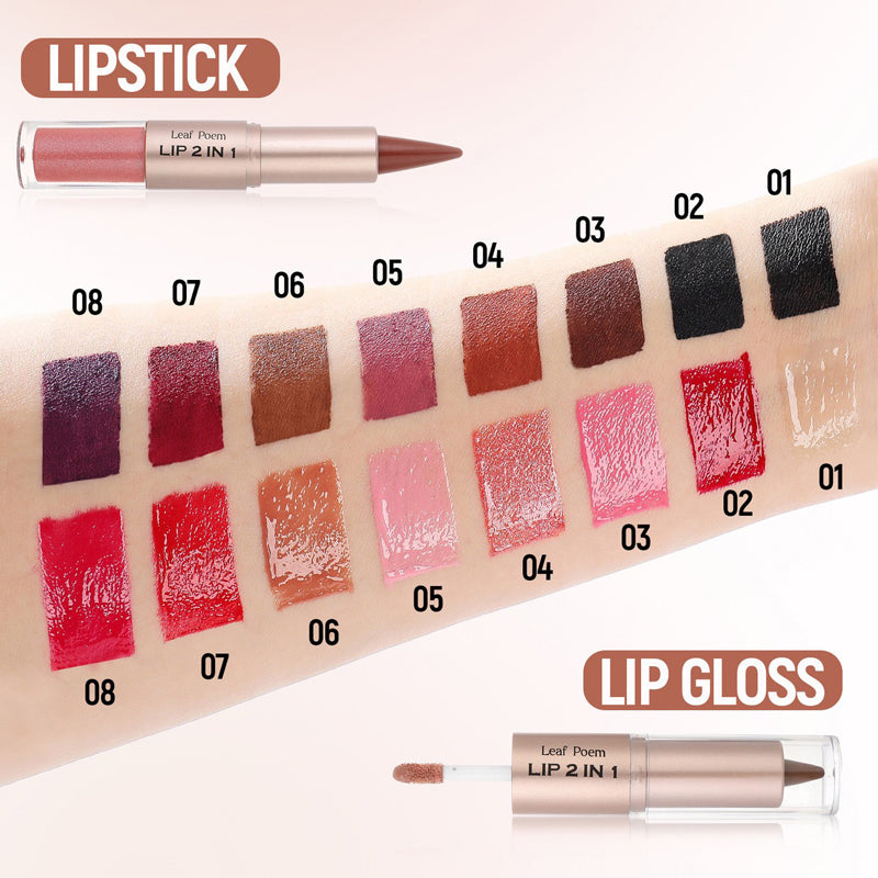 Crystal Lip Gloss Sexy Red Lips Tint Makeup with Black Brown Tapered Lip Liner