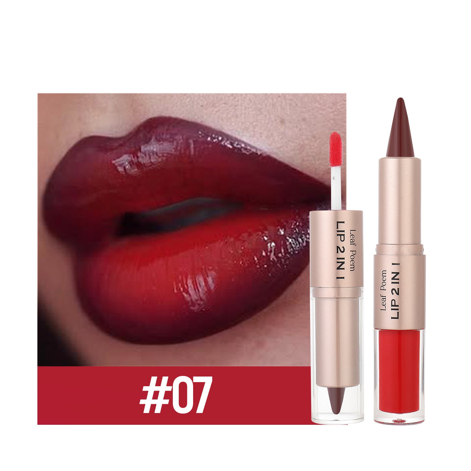Crystal Lip Gloss Sexy Red Lips Tint Makeup with Black Brown Tapered Lip Liner