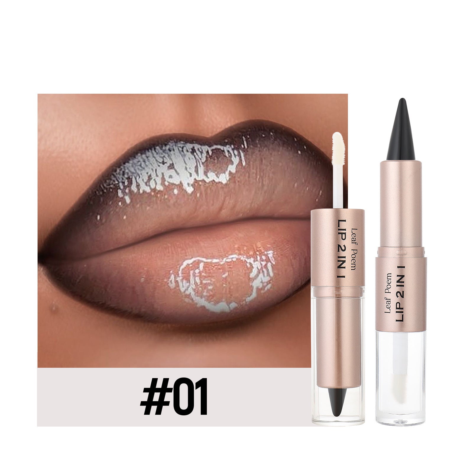 Crystal Lip Gloss Sexy Red Lips Tint Makeup with Black Brown Tapered Lip Liner
