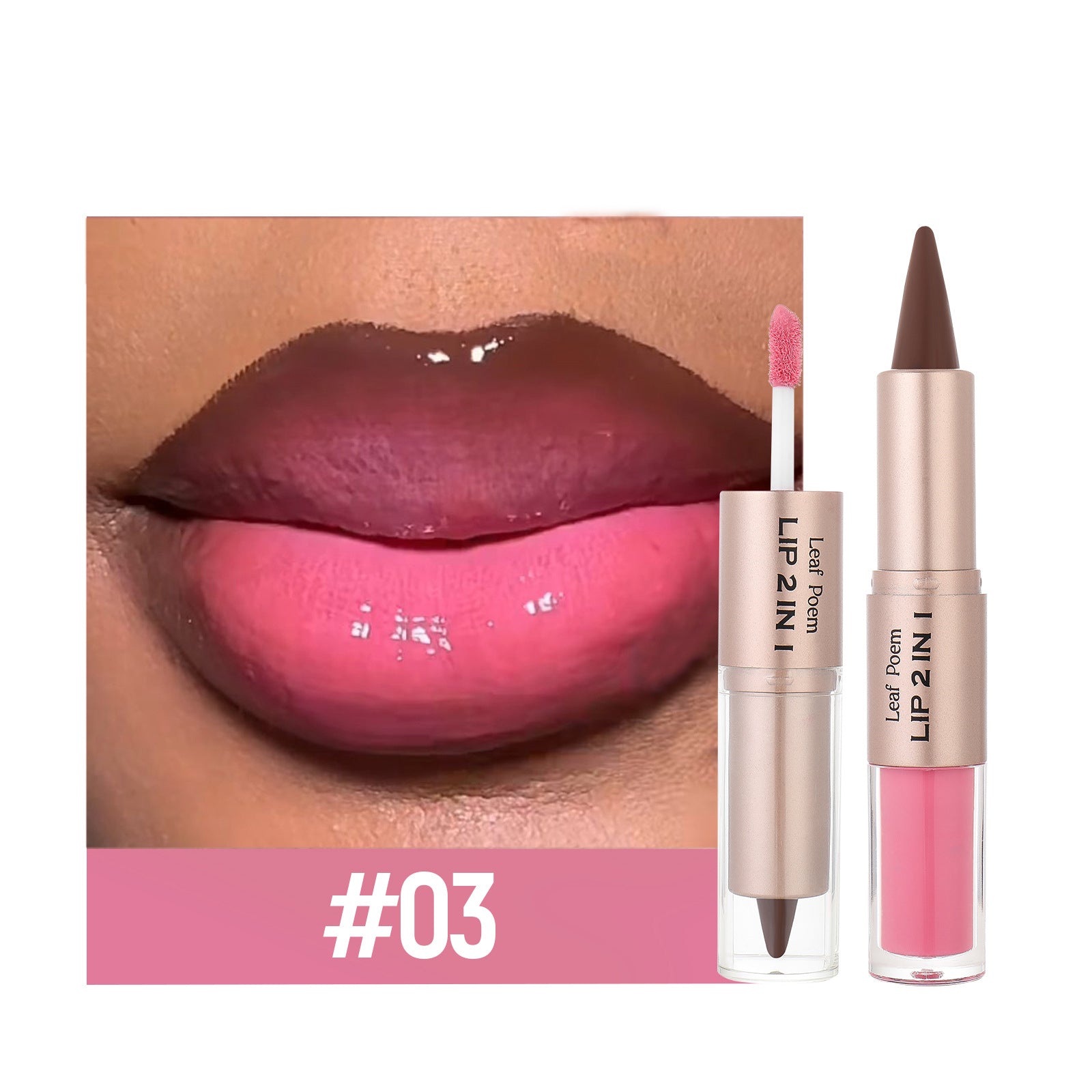 Crystal Lip Gloss Sexy Red Lips Tint Makeup with Black Brown Tapered Lip Liner