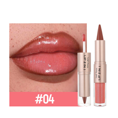 Crystal Lip Gloss Sexy Red Lips Tint Makeup with Black Brown Tapered Lip Liner