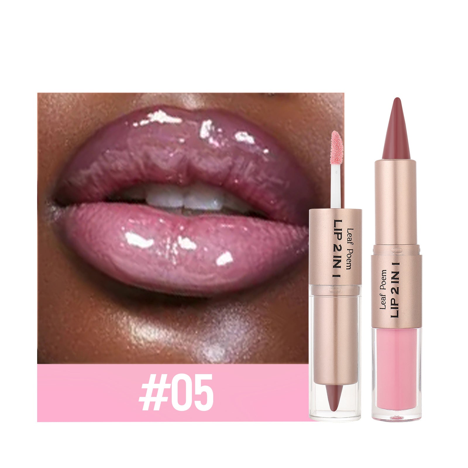 Crystal Lip Gloss Sexy Red Lips Tint Makeup with Black Brown Tapered Lip Liner