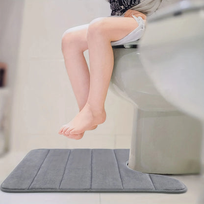 Bathroom Mat U-shaped Toilet Mat, Super Absorbent Memory Foam Carpet