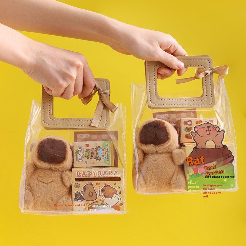 Capybara Stationery Set Kawaii Pen Stickers Notebook Handbag Set Plush Pendants Birthday Gifts 1
