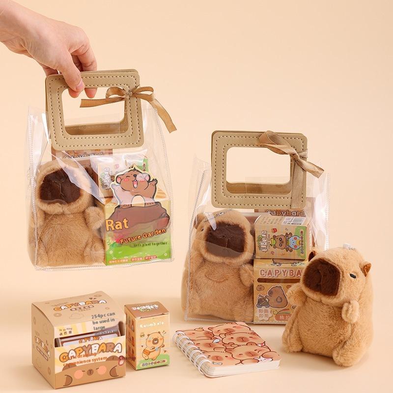 Capybara Stationery Set Kawaii Pen Stickers Notebook Handbag Set Plush Pendants Birthday Gifts 2