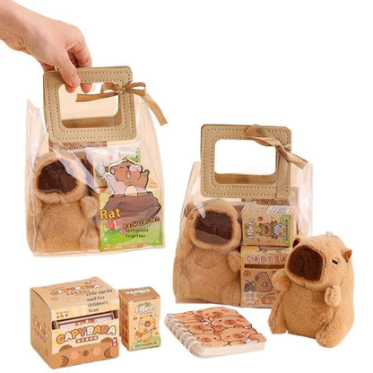 Capybara Stationery Set Kawaii Pen Stickers Notebook Handbag Set Plush Pendants Birthday Gifts