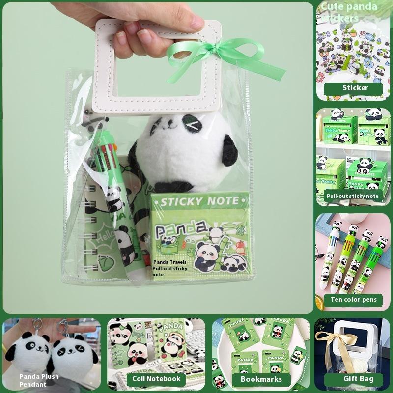 Capybara Stationery Set Kawaii Pen Stickers Notebook Handbag Set Plush Pendants Birthday Gifts 6
