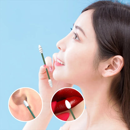 Ear Cleaning Silicone Buds Swabs, Reusable Silicone Ear Swabs with Case, Double-headed Makeup Cleaning Sticks