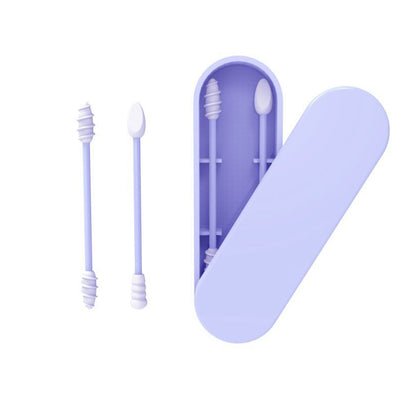 Ear Cleaning Silicone Buds Swabs, Reusable Silicone Ear Swabs with Case, Double-headed Makeup Cleaning Sticks