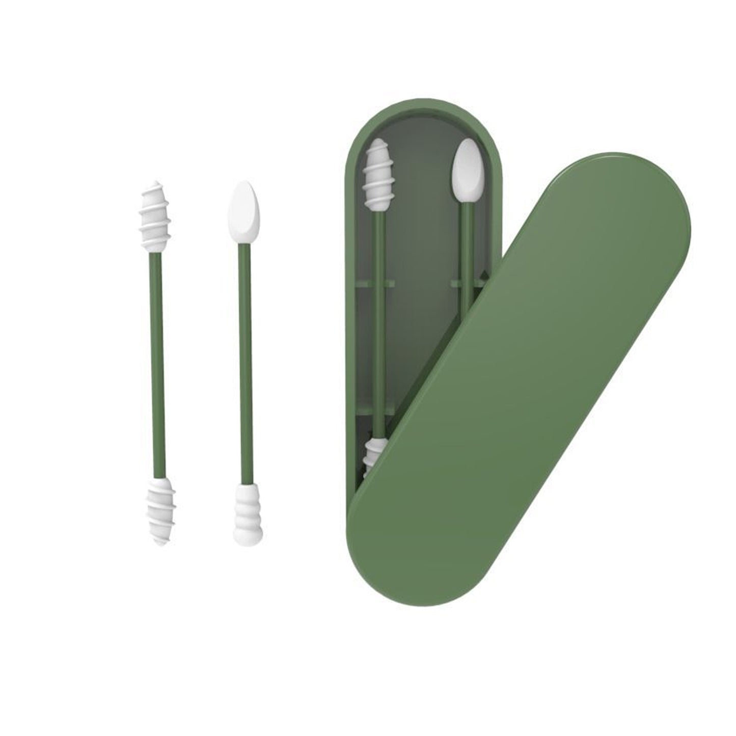 Ear Cleaning Silicone Buds Swabs, Reusable Silicone Ear Swabs with Case, Double-headed Makeup Cleaning Sticks